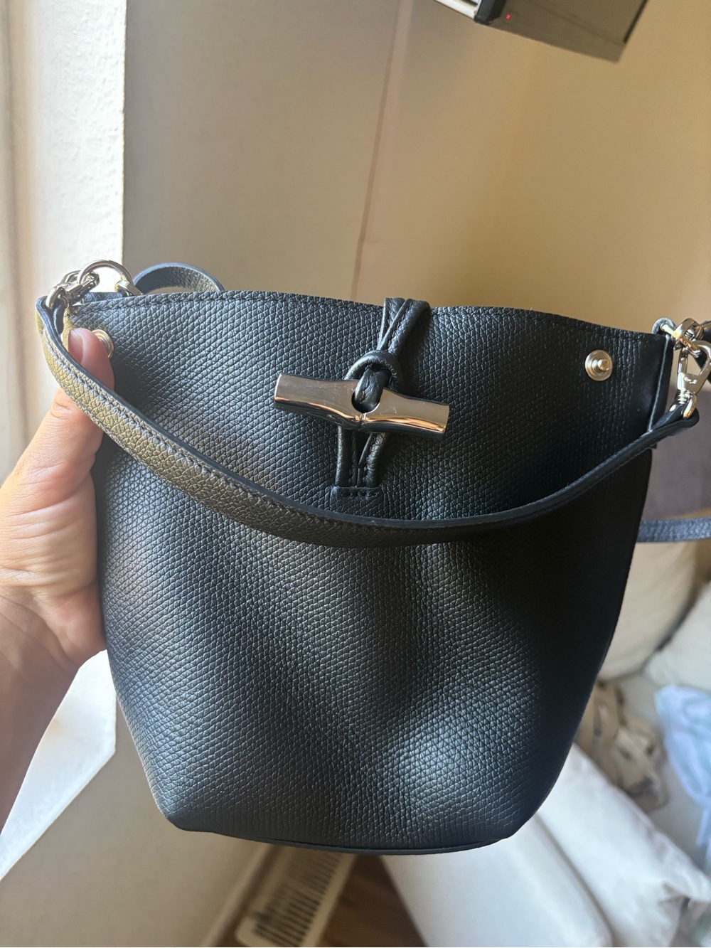Longchamp Paris Roseau Leather Bucket Bag